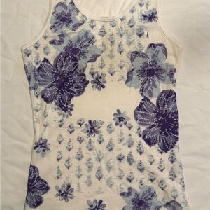 Elegant Floral Women's Tank Top in Purple and Cream